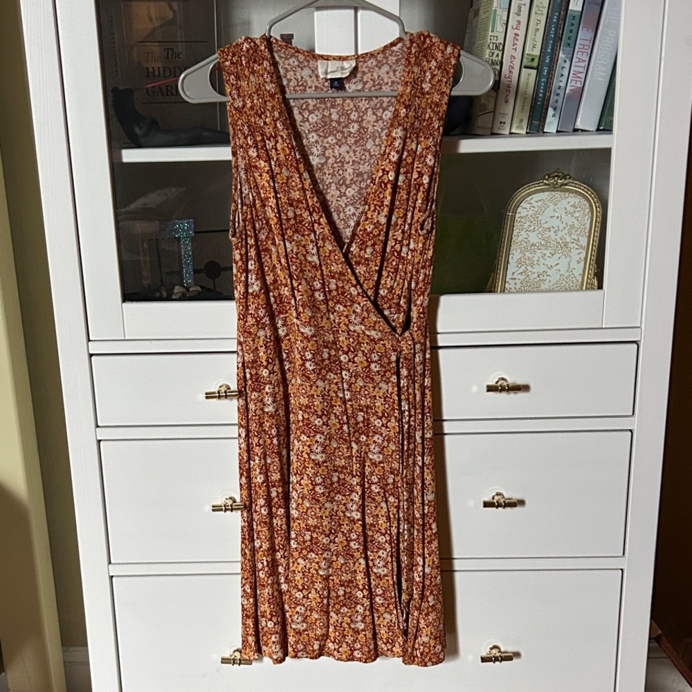 Universal Thread Floral Mini Dress in Brown and White